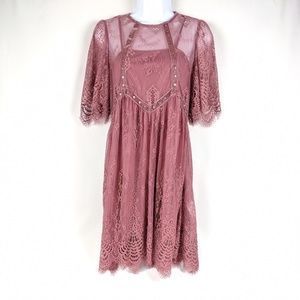 Topshop Maroon Lace Dress